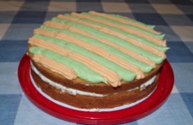 IMGP3792 Tue 30th - Stripy iced pistachio, Orange & choc cake for Jig saw maybe